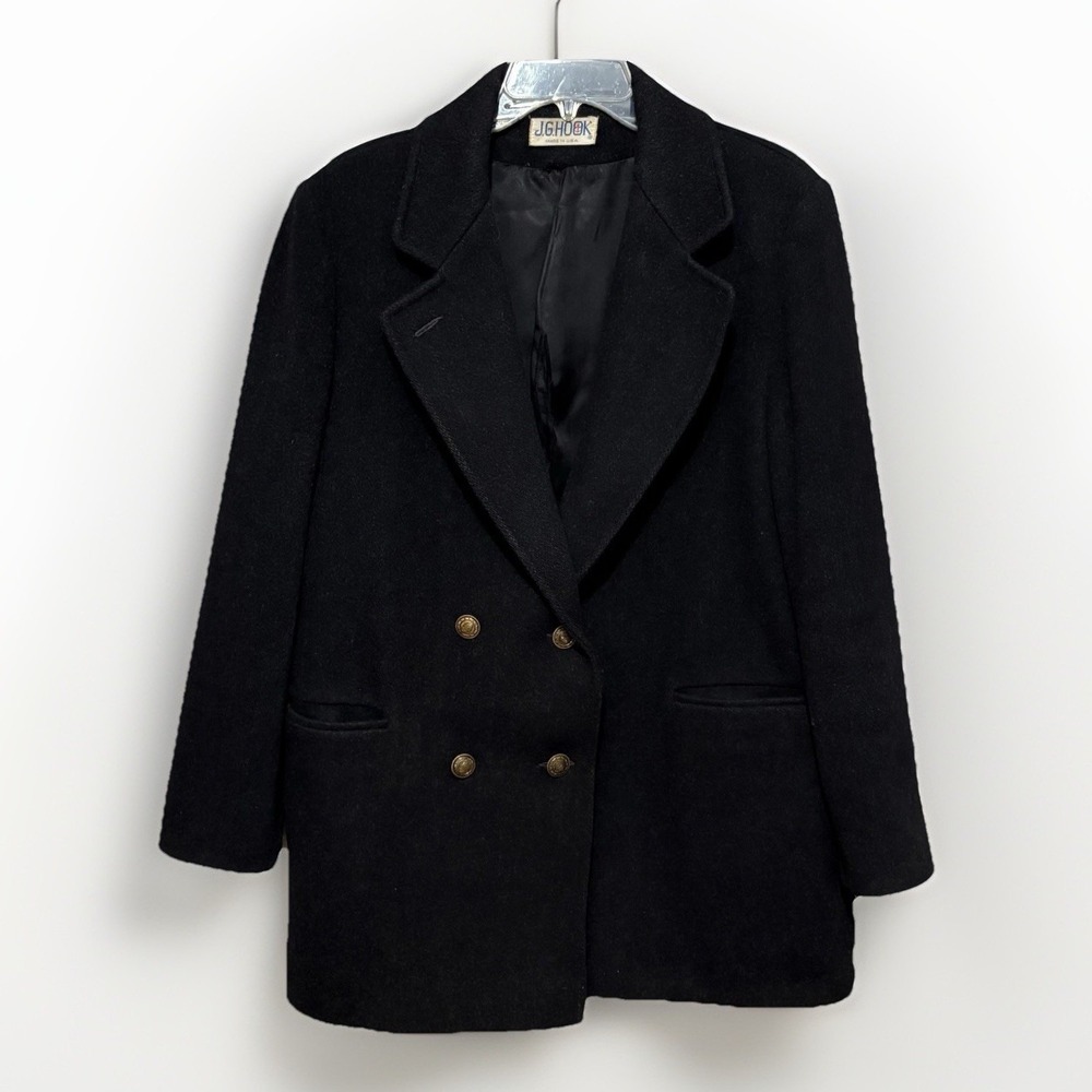 JG Hook Vintage Double Breasted Pea Coat Women's Sz L‎ Jacket Wool Nautical USA